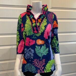 Gretchen Scott ruffled jersey top